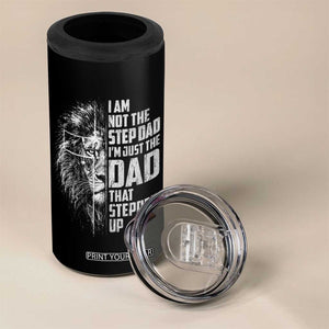 Bonus Dad 4 in 1 Can Cooler Tumbler Stepdad Gifts From Stepdaughter Stepson Cross Lion Stepped Up Dad TS10 Print Your Wear