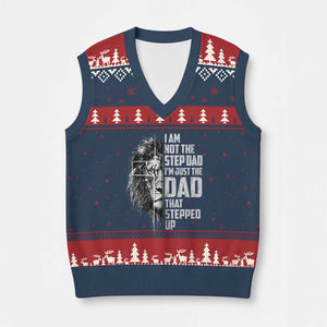 Bonus Dad V-Neck Knit Sweater Vest Stepdad Gifts From Stepdaughter Stepson Cross Lion Stepped Up Dad TS10 Navy Red Print Your Wear