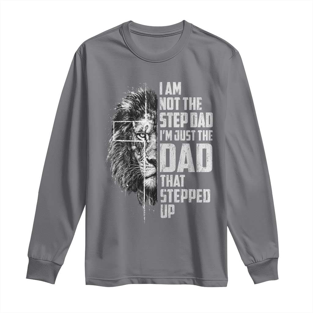 Bonus Dad Long Sleeve Shirt Stepdad Gifts From Stepdaughter Stepson Cross Lion Stepped Up Dad TS10 Charcoal Print Your Wear