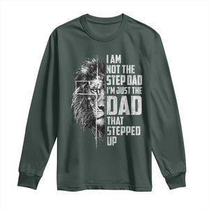 Bonus Dad Long Sleeve Shirt Stepdad Gifts From Stepdaughter Stepson Cross Lion Stepped Up Dad TS10 Dark Forest Green Print Your Wear