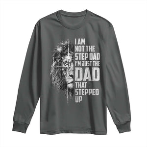 Bonus Dad Long Sleeve Shirt Stepdad Gifts From Stepdaughter Stepson Cross Lion Stepped Up Dad TS10 Dark Heather Print Your Wear
