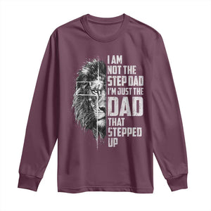 Bonus Dad Long Sleeve Shirt Stepdad Gifts From Stepdaughter Stepson Cross Lion Stepped Up Dad TS10 Maroon Print Your Wear