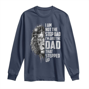 Bonus Dad Long Sleeve Shirt Stepdad Gifts From Stepdaughter Stepson Cross Lion Stepped Up Dad TS10 Navy Print Your Wear