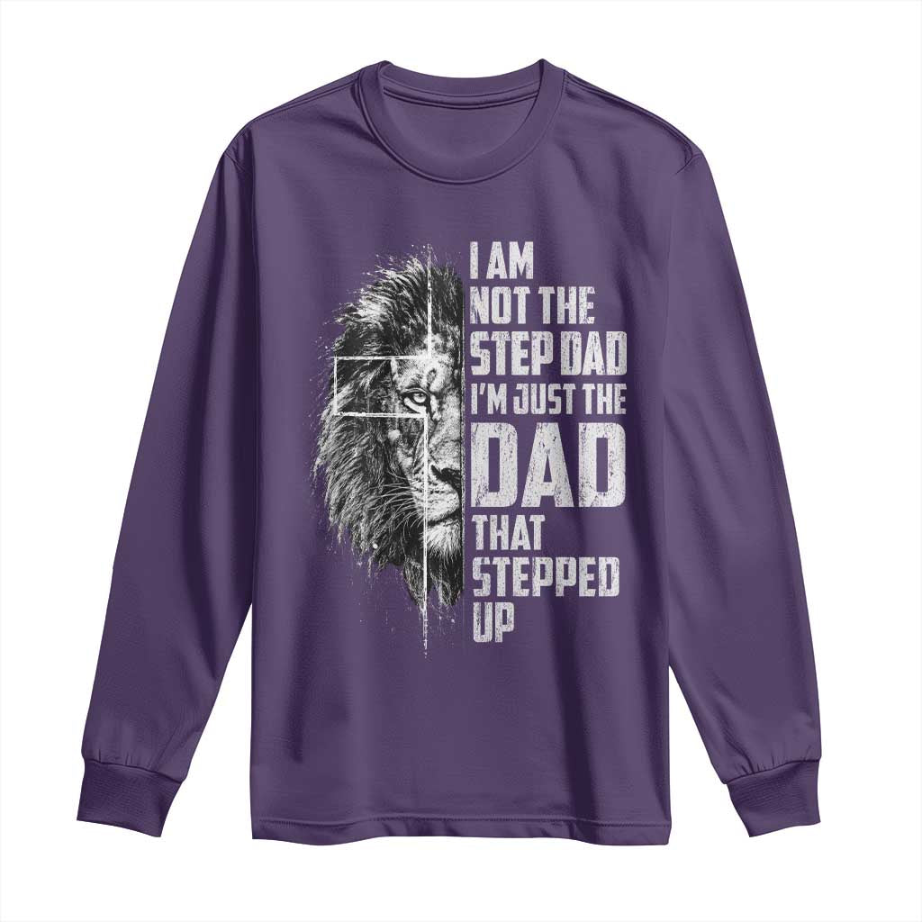 Bonus Dad Long Sleeve Shirt Stepdad Gifts From Stepdaughter Stepson Cross Lion Stepped Up Dad TS10 Purple Print Your Wear