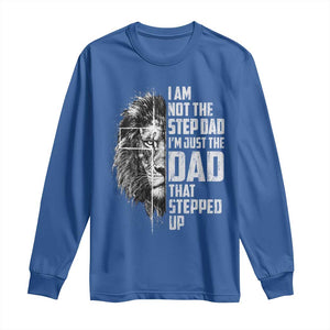 Bonus Dad Long Sleeve Shirt Stepdad Gifts From Stepdaughter Stepson Cross Lion Stepped Up Dad TS10 Royal Blue Print Your Wear