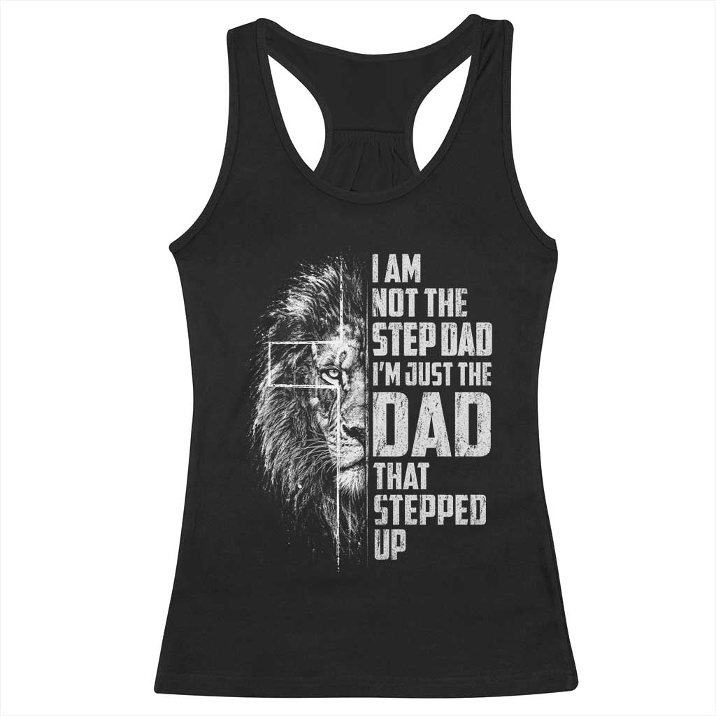 Bonus Dad Racerback Tank Top Stepdad Gifts From Stepdaughter Stepson Cross Lion Stepped Up Dad TS10 Black Print Your Wear