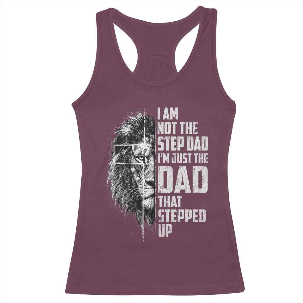 Bonus Dad Racerback Tank Top Stepdad Gifts From Stepdaughter Stepson Cross Lion Stepped Up Dad TS10 Maroon Print Your Wear