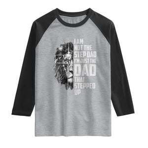 Bonus Dad Raglan Shirt Stepdad Gifts From Stepdaughter Stepson Cross Lion Stepped Up Dad TS10 Heather Gray Black Print Your Wear