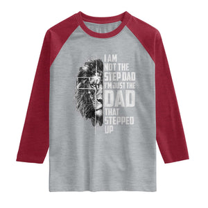 Bonus Dad Raglan Shirt Stepdad Gifts From Stepdaughter Stepson Cross Lion Stepped Up Dad TS10 Heather Gray Heather Red Print Your Wear