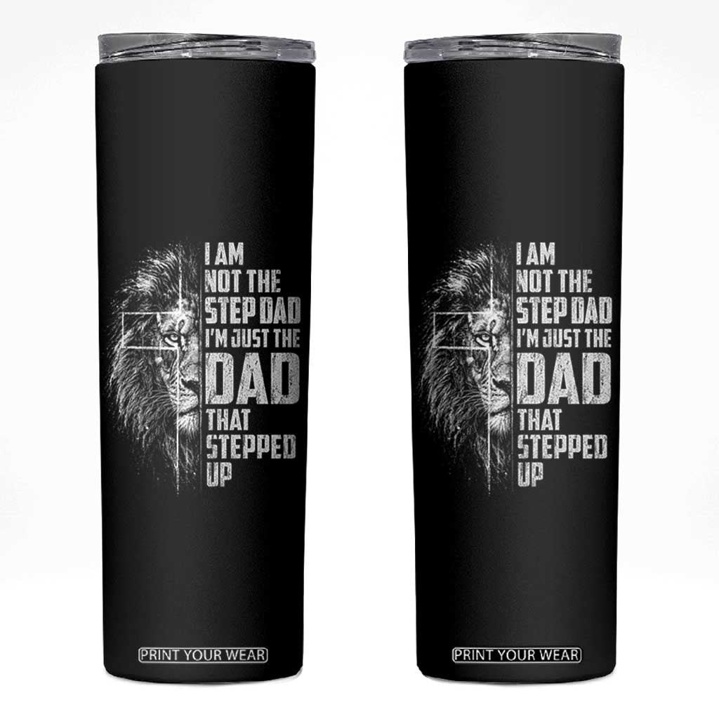 Bonus Dad Skinny Tumbler Stepdad Gifts From Stepdaughter Stepson Cross Lion Stepped Up Dad TS10 Black Print Your Wear