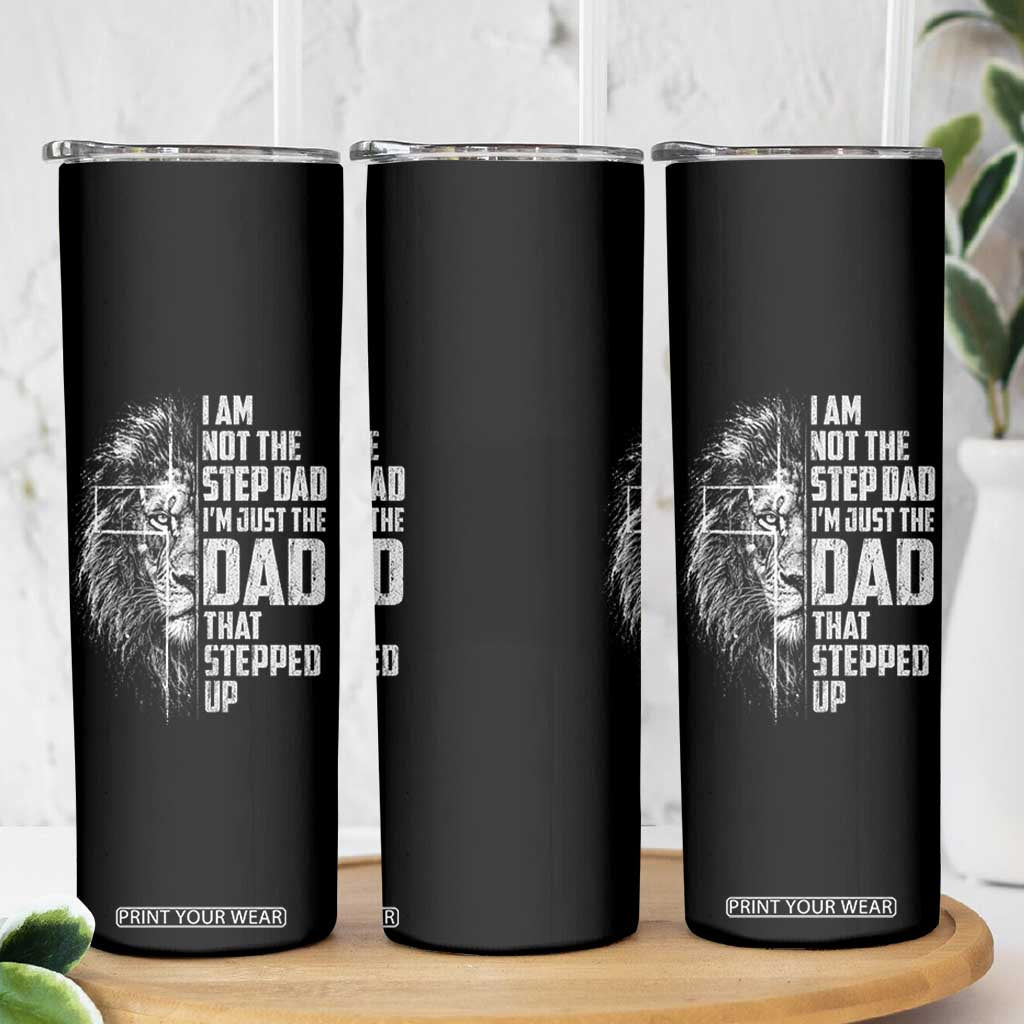 Bonus Dad Skinny Tumbler Stepdad Gifts From Stepdaughter Stepson Cross Lion Stepped Up Dad TS10 Print Your Wear