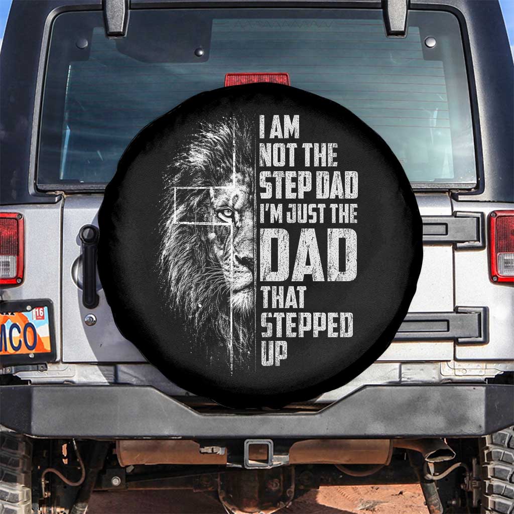 Bonus Dad Spare Tire Cover Stepdad Gifts From Stepdaughter Stepson Cross Lion Stepped Up Dad TS10 No hole Black Print Your Wear