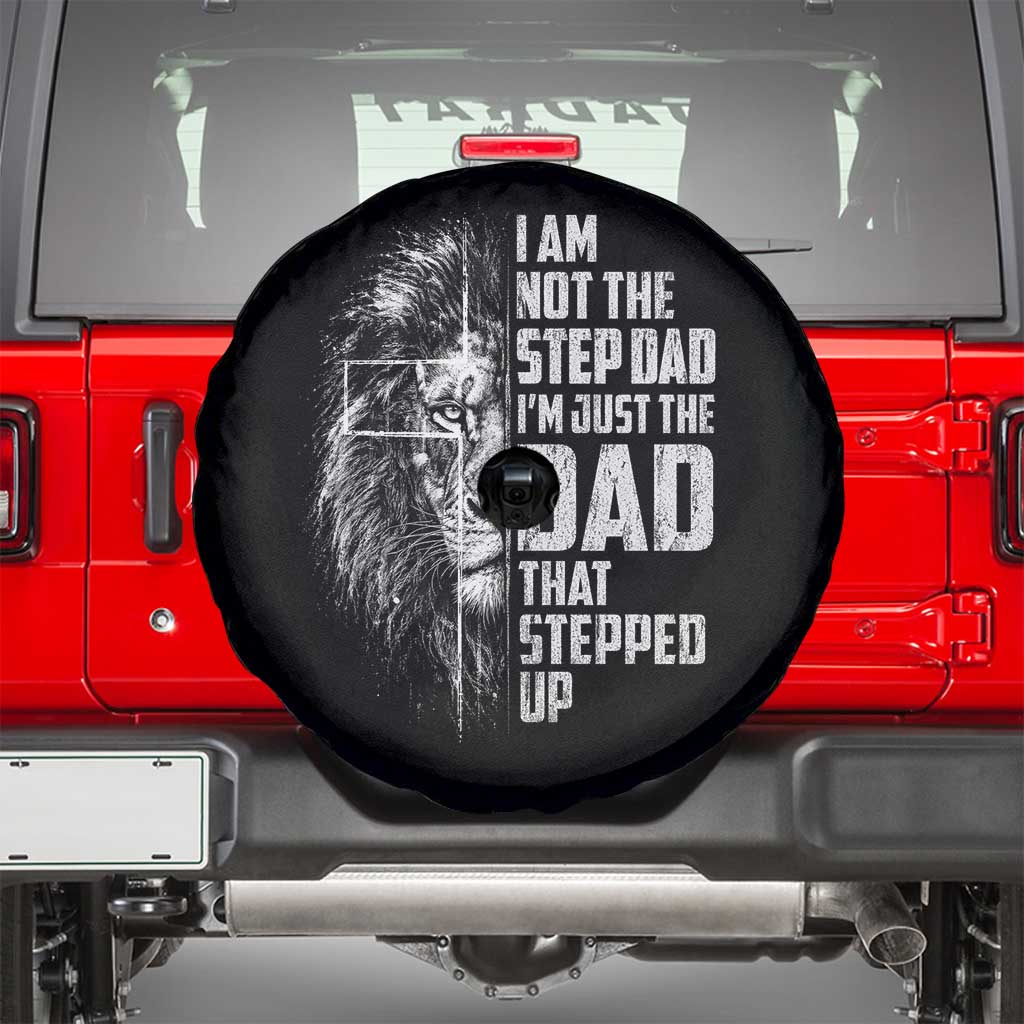 Bonus Dad Spare Tire Cover Stepdad Gifts From Stepdaughter Stepson Cross Lion Stepped Up Dad TS10 Black Print Your Wear