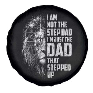 Bonus Dad Spare Tire Cover Stepdad Gifts From Stepdaughter Stepson Cross Lion Stepped Up Dad TS10 Print Your Wear
