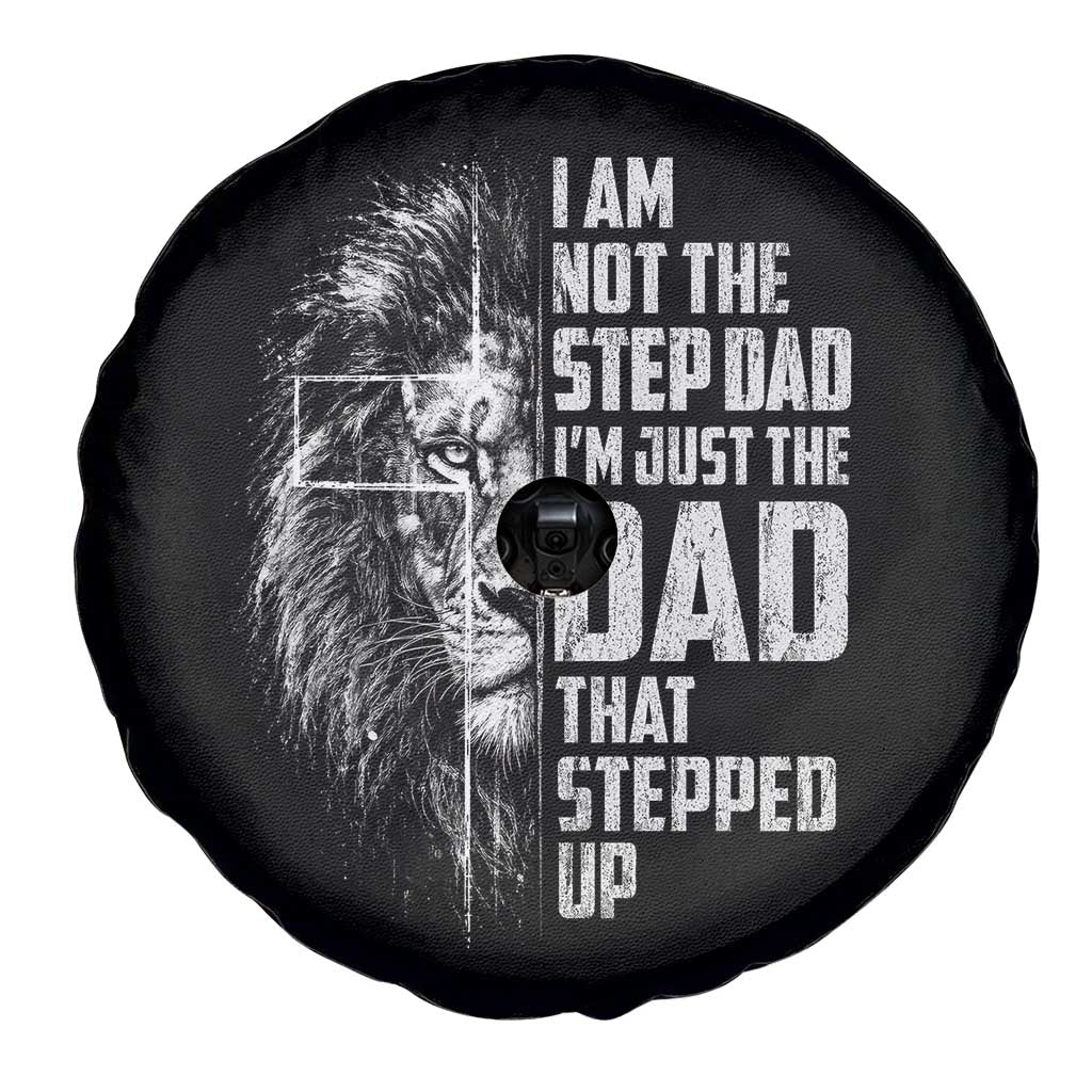 Bonus Dad Spare Tire Cover Stepdad Gifts From Stepdaughter Stepson Cross Lion Stepped Up Dad TS10 Print Your Wear