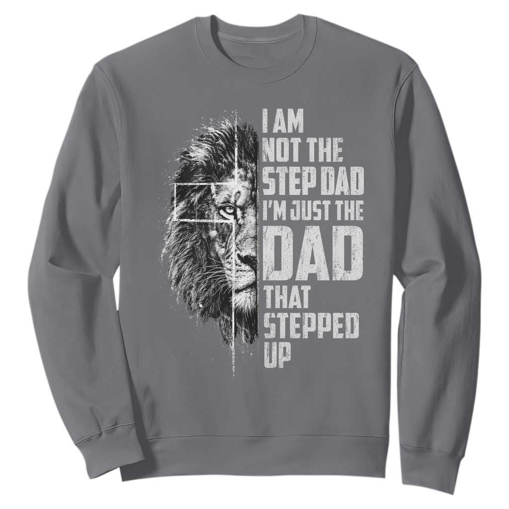 Bonus Dad Sweatshirt Stepdad Gifts From Stepdaughter Stepson Cross Lion Stepped Up Dad TS10 Charcoal Print Your Wear