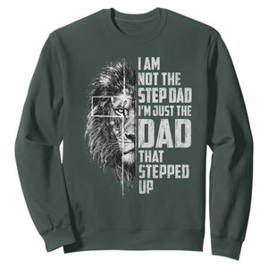 Bonus Dad Sweatshirt Stepdad Gifts From Stepdaughter Stepson Cross Lion Stepped Up Dad TS10 Dark Forest Green Print Your Wear