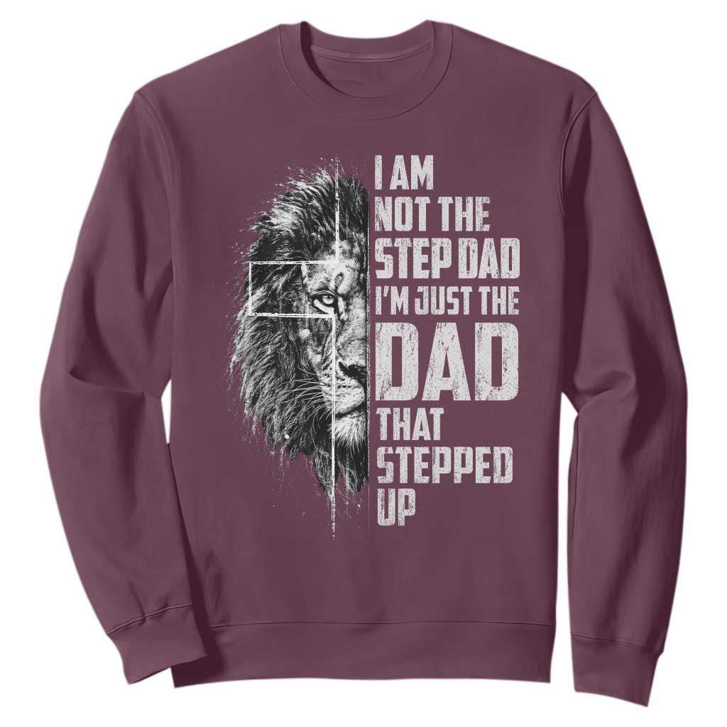 Bonus Dad Sweatshirt Stepdad Gifts From Stepdaughter Stepson Cross Lion Stepped Up Dad TS10 Maroon Print Your Wear