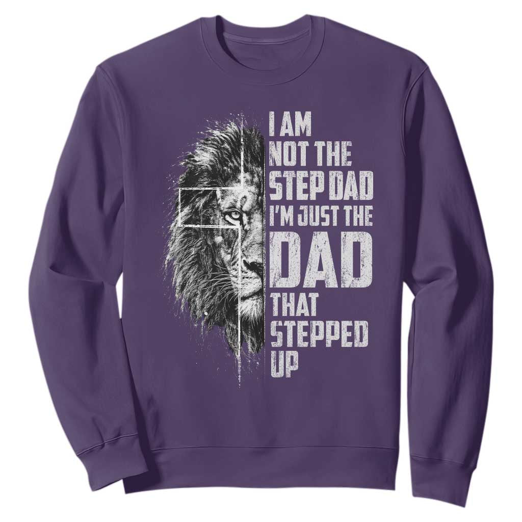 Bonus Dad Sweatshirt Stepdad Gifts From Stepdaughter Stepson Cross Lion Stepped Up Dad TS10 Purple Print Your Wear