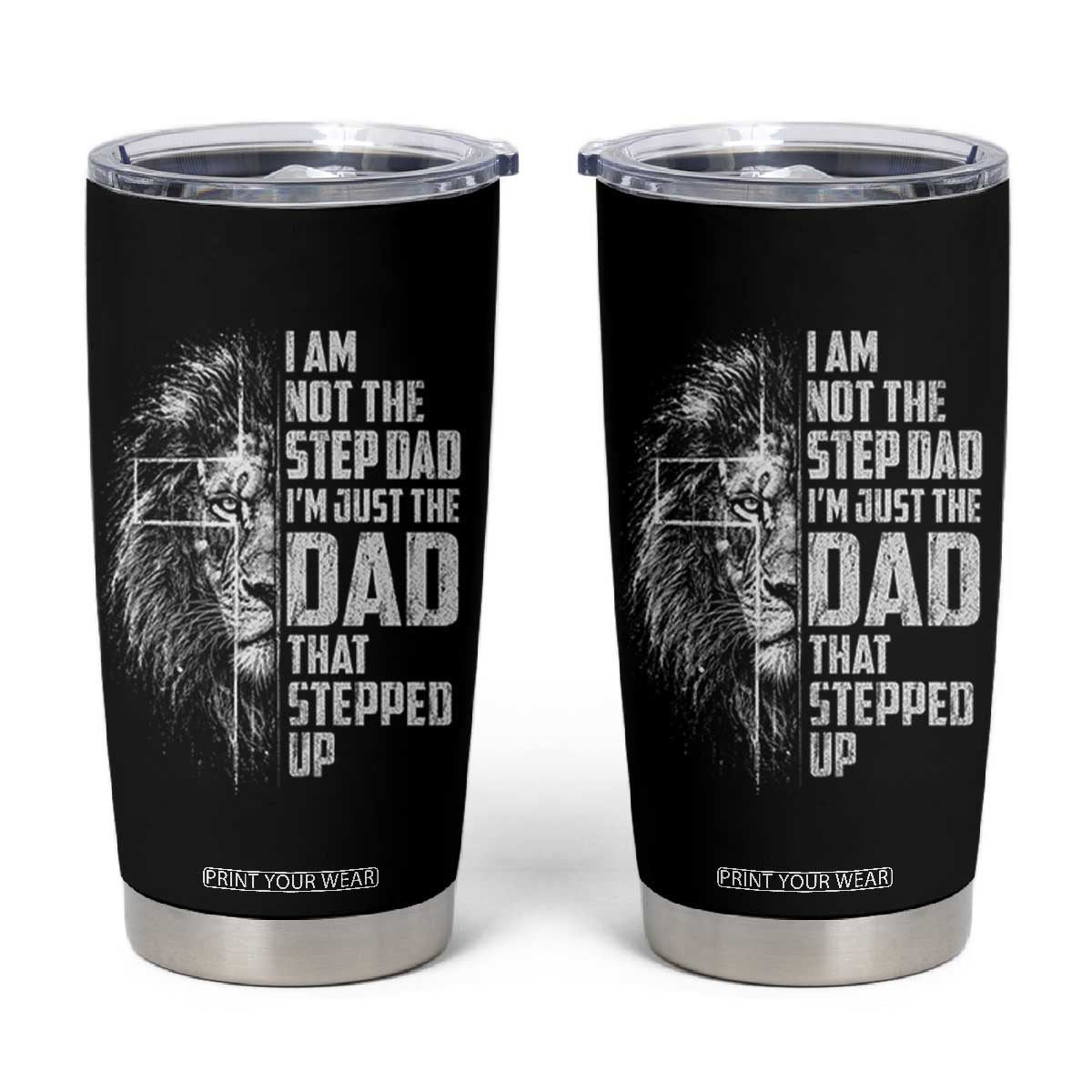 Bonus Dad Tumbler Cup Stepdad Gifts From Stepdaughter Stepson Cross Lion Stepped Up Dad TS10 Black Print Your Wear