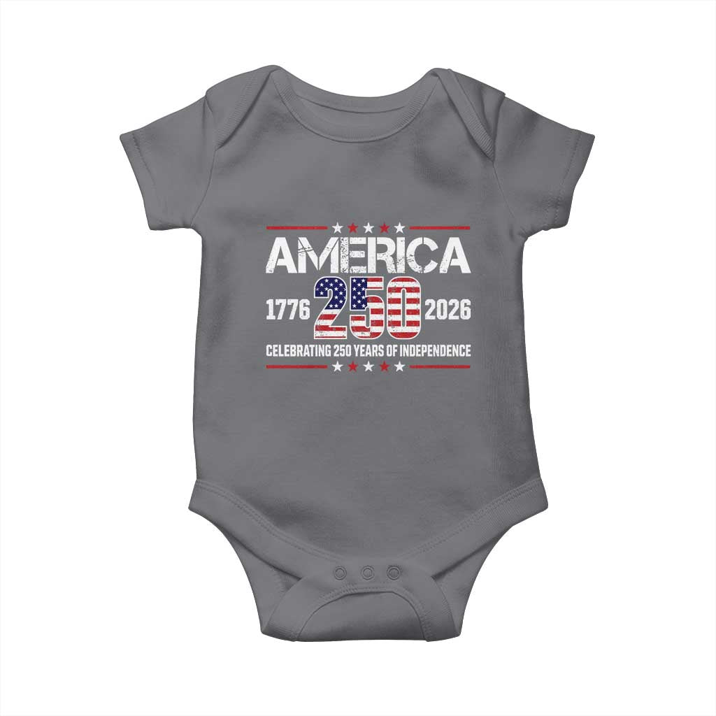 250th Anniversary Baby Onesie American 250 Years Birthday Patriotic 1776 2026 TS10 Charcoal Print Your Wear