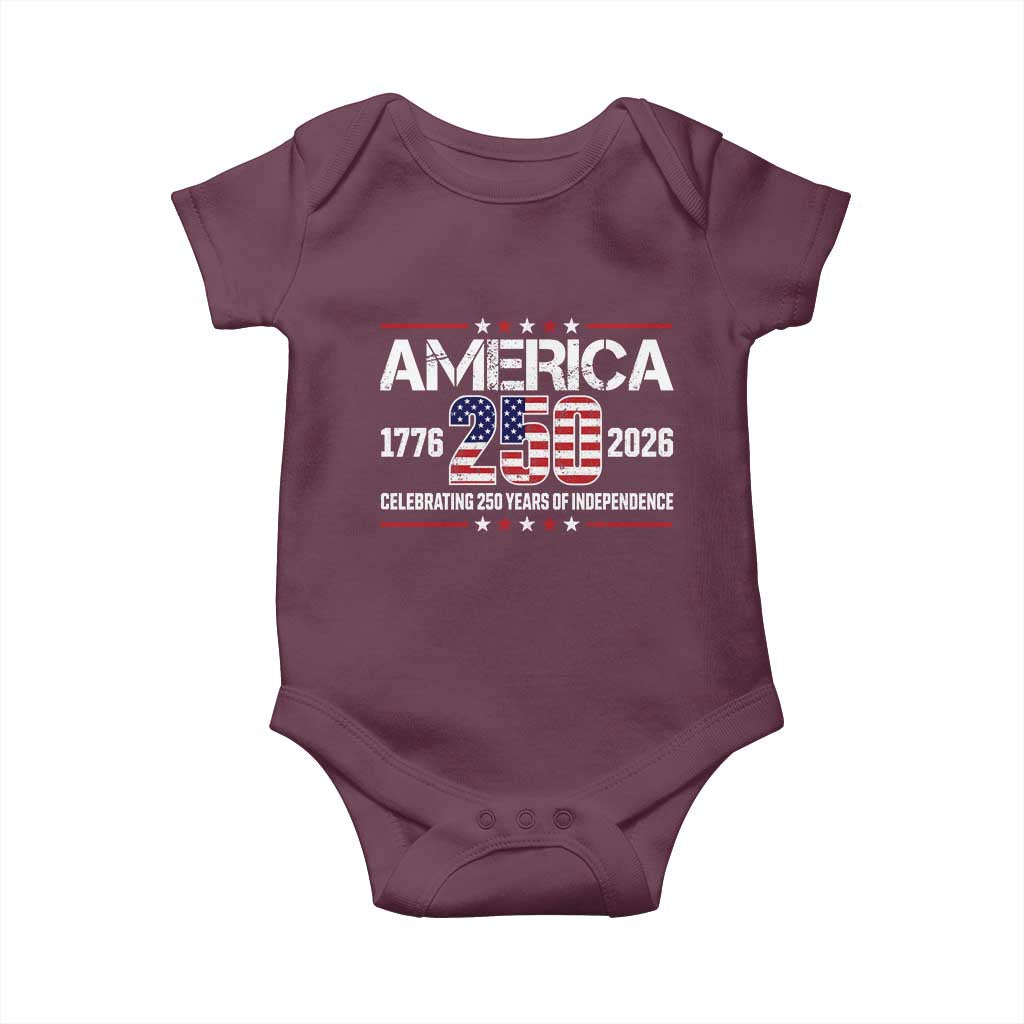 250th Anniversary Baby Onesie American 250 Years Birthday Patriotic 1776 2026 TS10 Maroon Print Your Wear