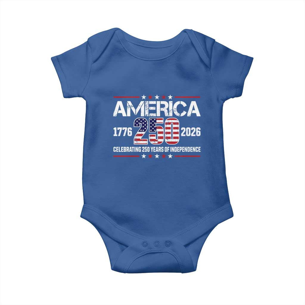 250th Anniversary Baby Onesie American 250 Years Birthday Patriotic 1776 2026 TS10 Royal Blue Print Your Wear