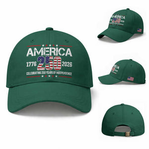 250th Anniversary Baseball Cap American 250 Years Birthday Patriotic 1776 2026 TS10 Baseball Cap Universal Fit Irish Green Print Your Wear
