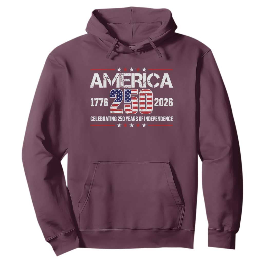 250th Anniversary Hoodie American 250 Years Birthday Patriotic 1776 2026 TS10 Maroon Print Your Wear