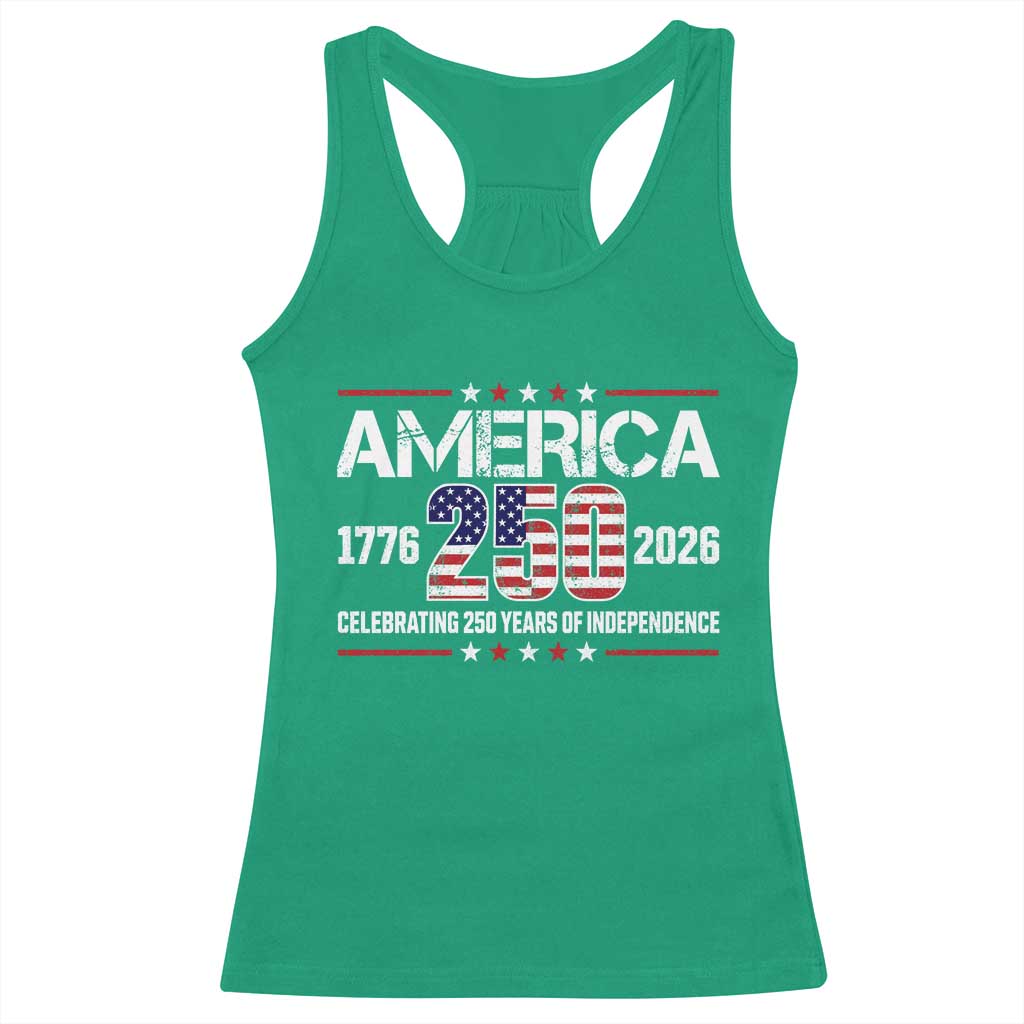 250th Anniversary Racerback Tank Top American 250 Years Birthday Patriotic 1776 2026 TS10 Irish Green Print Your Wear