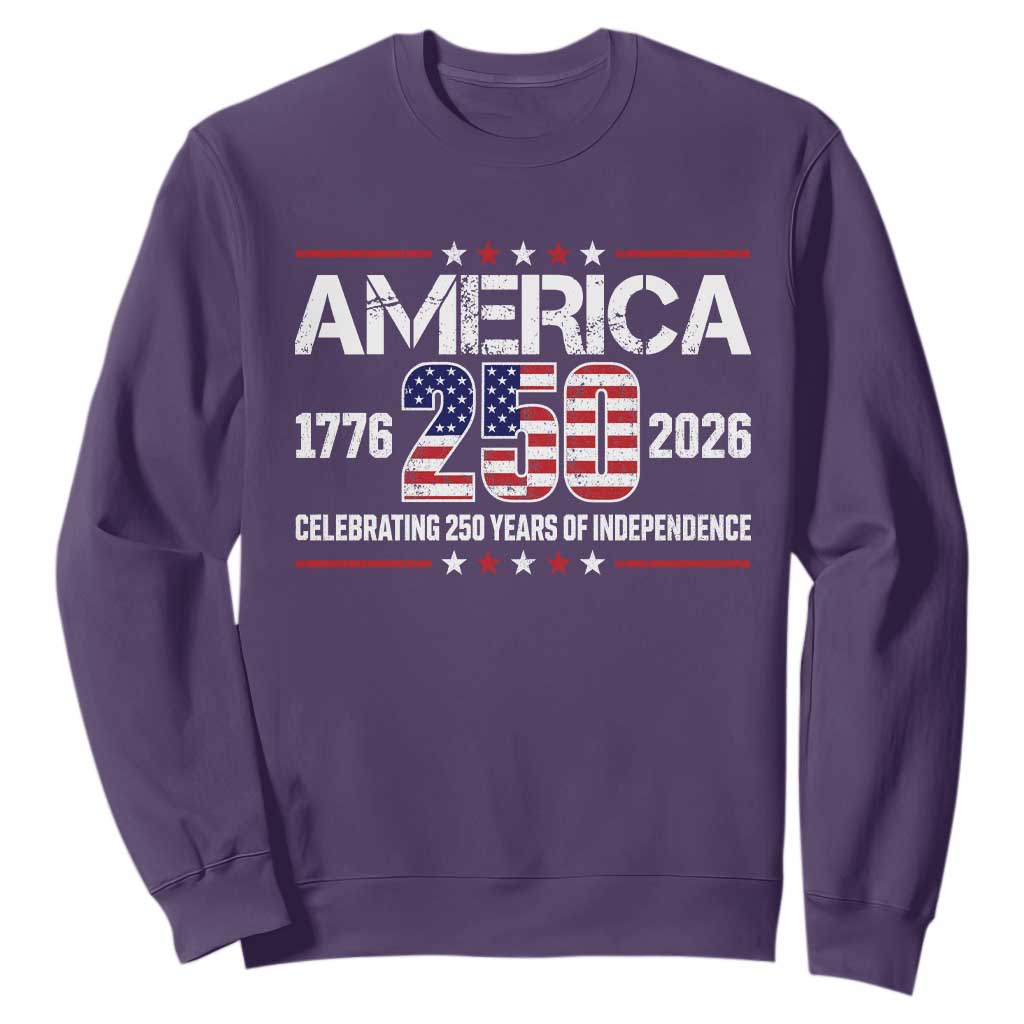 250th Anniversary Sweatshirt American 250 Years Birthday Patriotic 1776 2026 TS10 Purple Print Your Wear