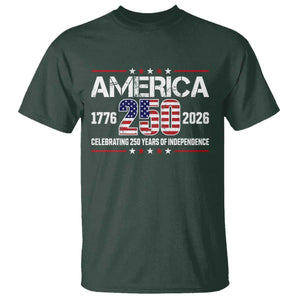 250th Anniversary T Shirt American 250 Years Birthday Patriotic 1776 2026 TS10 Dark Forest Green Print Your Wear