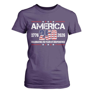 250th Anniversary T Shirt For Women American 250 Years Birthday Patriotic 1776 2026 TS10 Purple Print Your Wear
