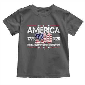 250th Anniversary Toddler T Shirt American 250 Years Birthday Patriotic 1776 2026 TS10 Dark Heather Print Your Wear