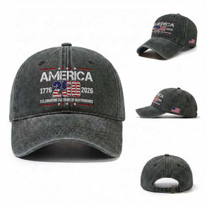 250th Anniversary Washed Cotton Baseball Cap American 250 Years Birthday Patriotic 1776 2026 TS10 Washed Cap Universal Fit Dark Green Print Your Wear