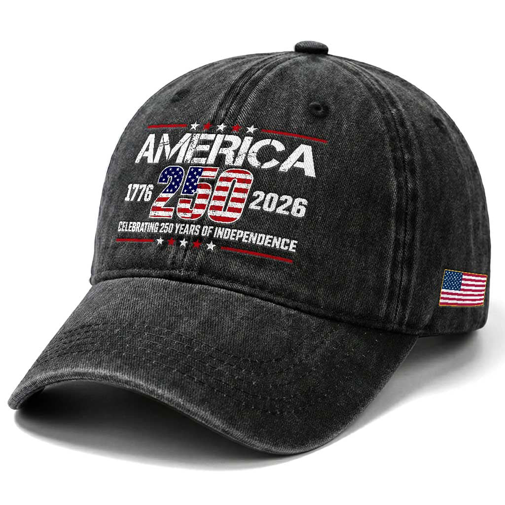 250th Anniversary Washed Cotton Baseball Cap American 250 Years Birthday Patriotic 1776 2026 TS10 Print Your Wear