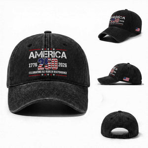 250th Anniversary Washed Cotton Baseball Cap American 250 Years Birthday Patriotic 1776 2026 TS10 Washed Cap Universal Fit Black Print Your Wear