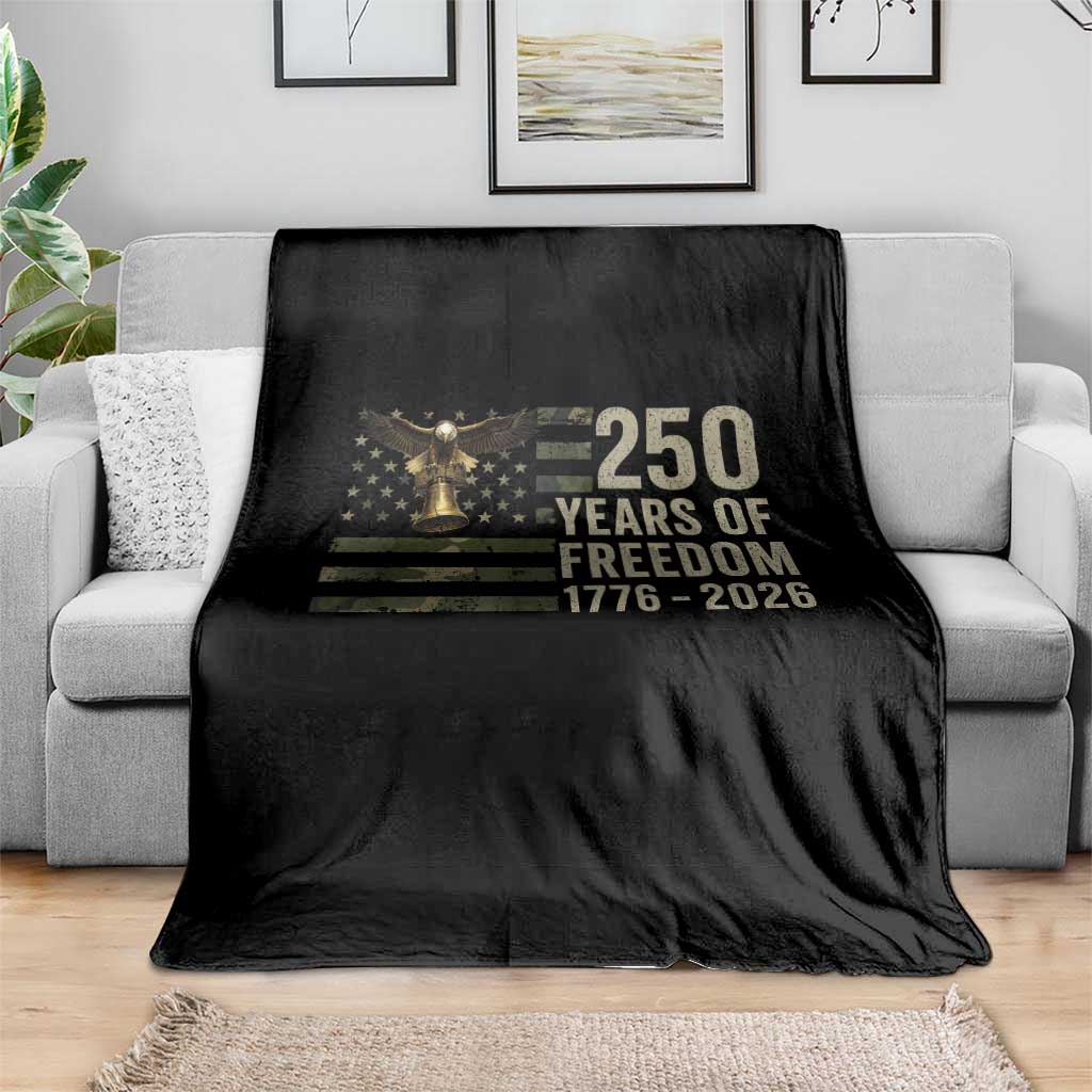 250th Anniversary Throw Blanket 1776 2026 250 Years Birthday Patriotic Camouflage USA Flag TS10 Print Your Wear