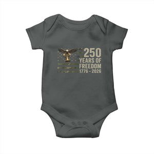 250th Anniversary Baby Onesie 1776 2026 250 Years Birthday Patriotic Camouflage USA Flag TS10 Dark Heather Print Your Wear