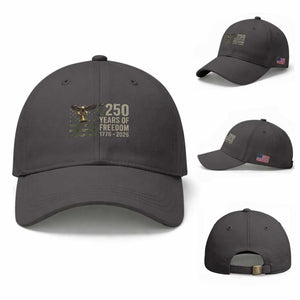 250th Anniversary Baseball Cap 1776 2026 250 Years Birthday Patriotic Camouflage USA Flag TS10 Baseball Cap Universal Fit Dark Gray Print Your Wear