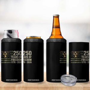 250th Anniversary 4 in 1 Can Cooler Tumbler 1776 2026 250 Years Birthday Patriotic Camouflage USA Flag TS10 Print Your Wear