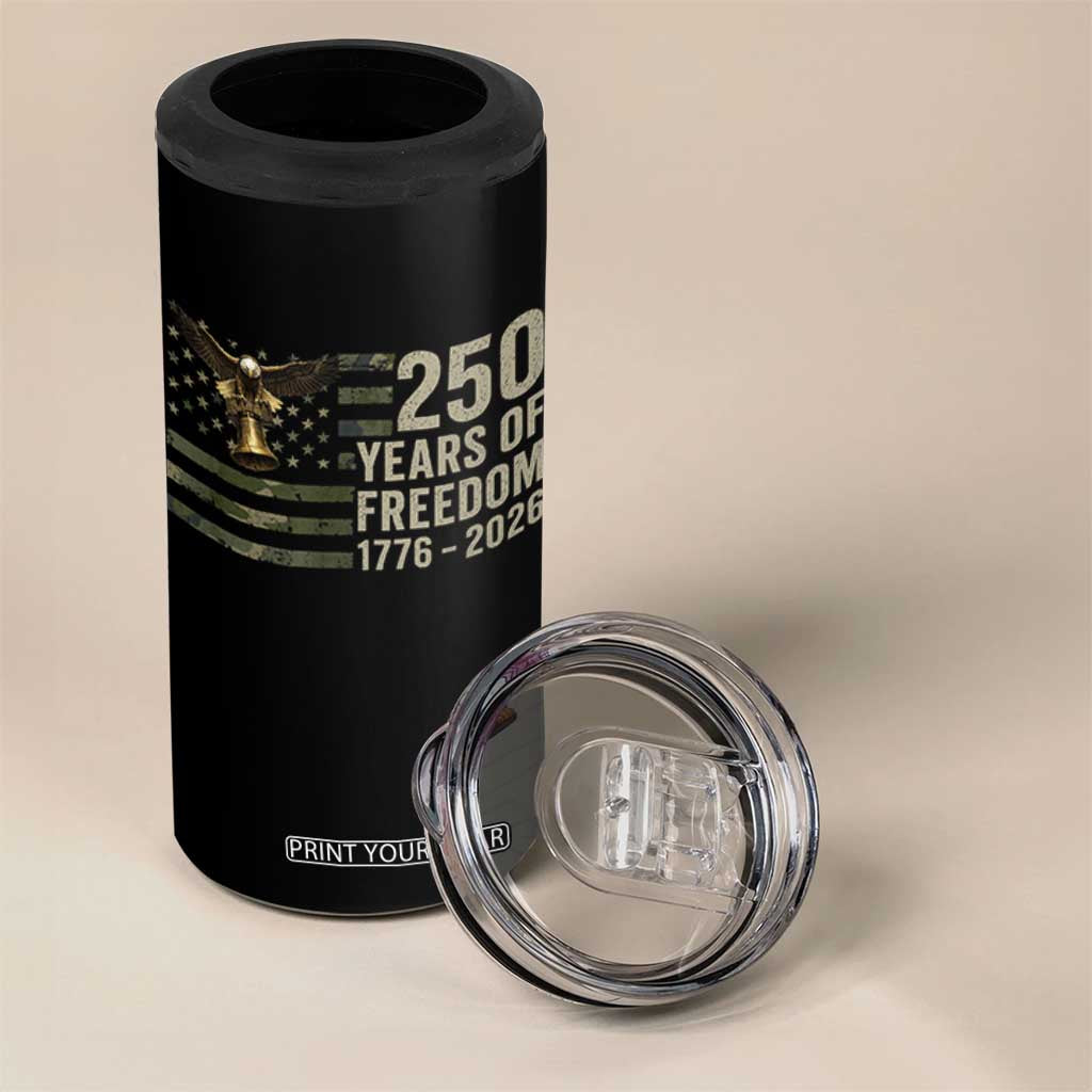 250th Anniversary 4 in 1 Can Cooler Tumbler 1776 2026 250 Years Birthday Patriotic Camouflage USA Flag TS10 Print Your Wear
