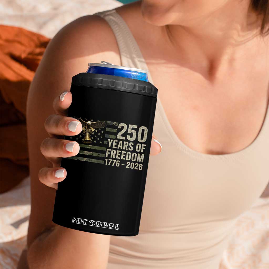 250th Anniversary 4 in 1 Can Cooler Tumbler 1776 2026 250 Years Birthday Patriotic Camouflage USA Flag TS10 Print Your Wear