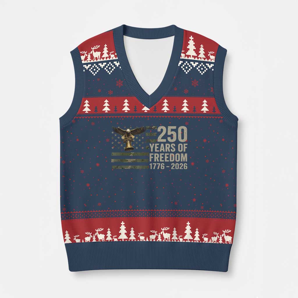 250th Anniversary V-Neck Knit Sweater Vest 1776 2026 250 Years Birthday Patriotic Camouflage USA Flag TS10 Navy Red Print Your Wear