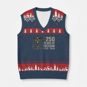250th Anniversary V-Neck Knit Sweater Vest 1776 2026 250 Years Birthday Patriotic Camouflage USA Flag TS10 Navy Red Print Your Wear