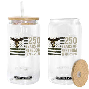 250th Anniversary Glass Can 1776 2026 250 Years Birthday Patriotic Camouflage USA Flag TS10 Print Your Wear