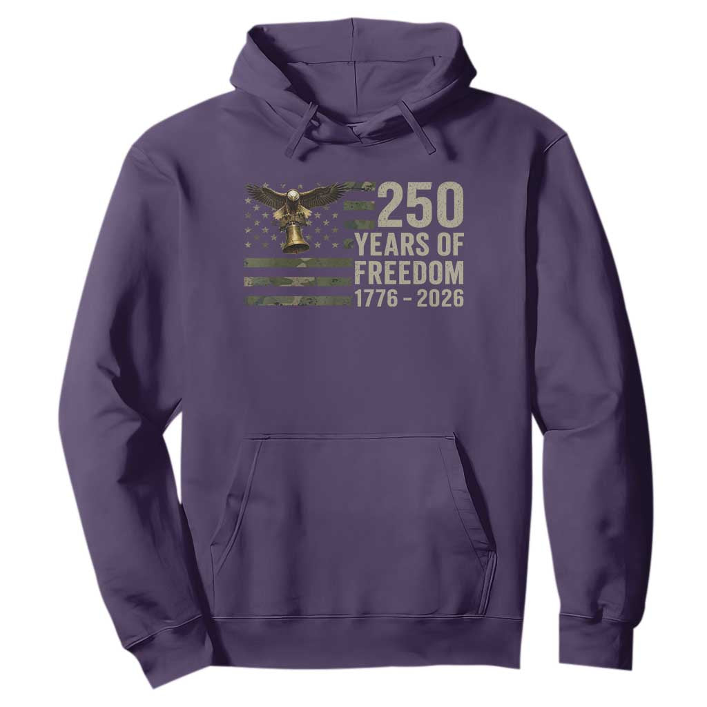 250th Anniversary Hoodie 1776 2026 250 Years Birthday Patriotic Camouflage USA Flag TS10 Purple Print Your Wear