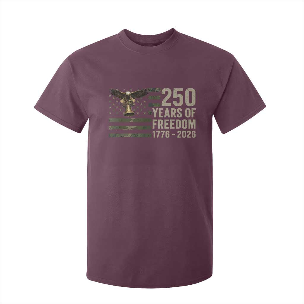 250th Anniversary T Shirt For Kid 1776 2026 250 Years Birthday Patriotic Camouflage USA Flag TS10 Maroon Print Your Wear
