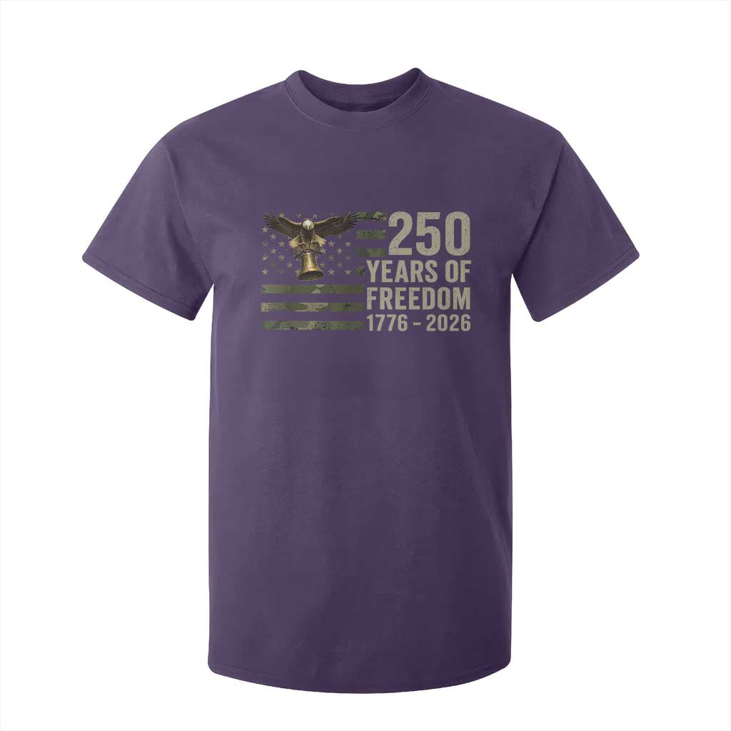250th Anniversary T Shirt For Kid 1776 2026 250 Years Birthday Patriotic Camouflage USA Flag TS10 Purple Print Your Wear
