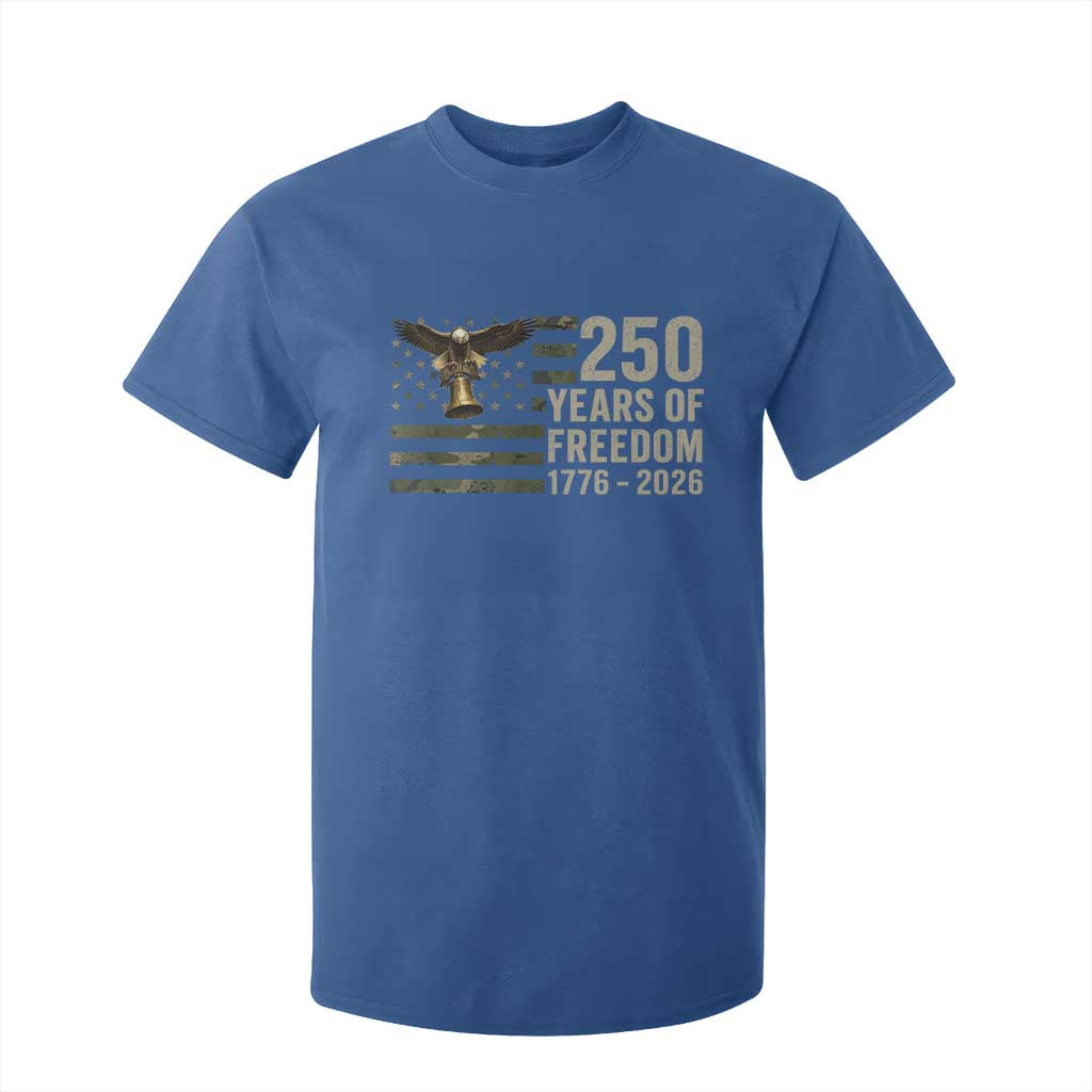 250th Anniversary T Shirt For Kid 1776 2026 250 Years Birthday Patriotic Camouflage USA Flag TS10 Royal Blue Print Your Wear